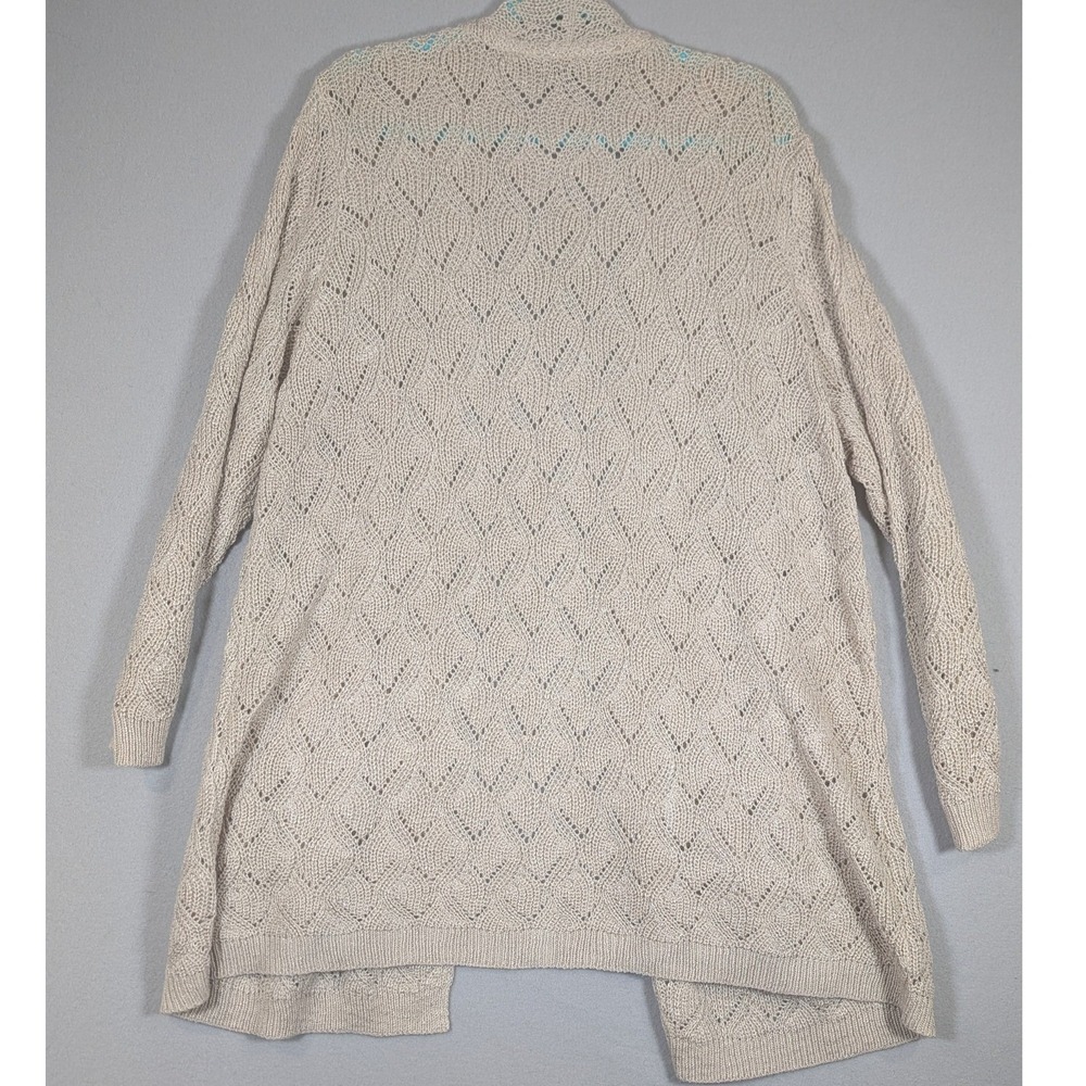 Lety & Me Cardigan Pocket Sweater Womens 3X Beige Pointelle Open Front - Picture 7 of 8